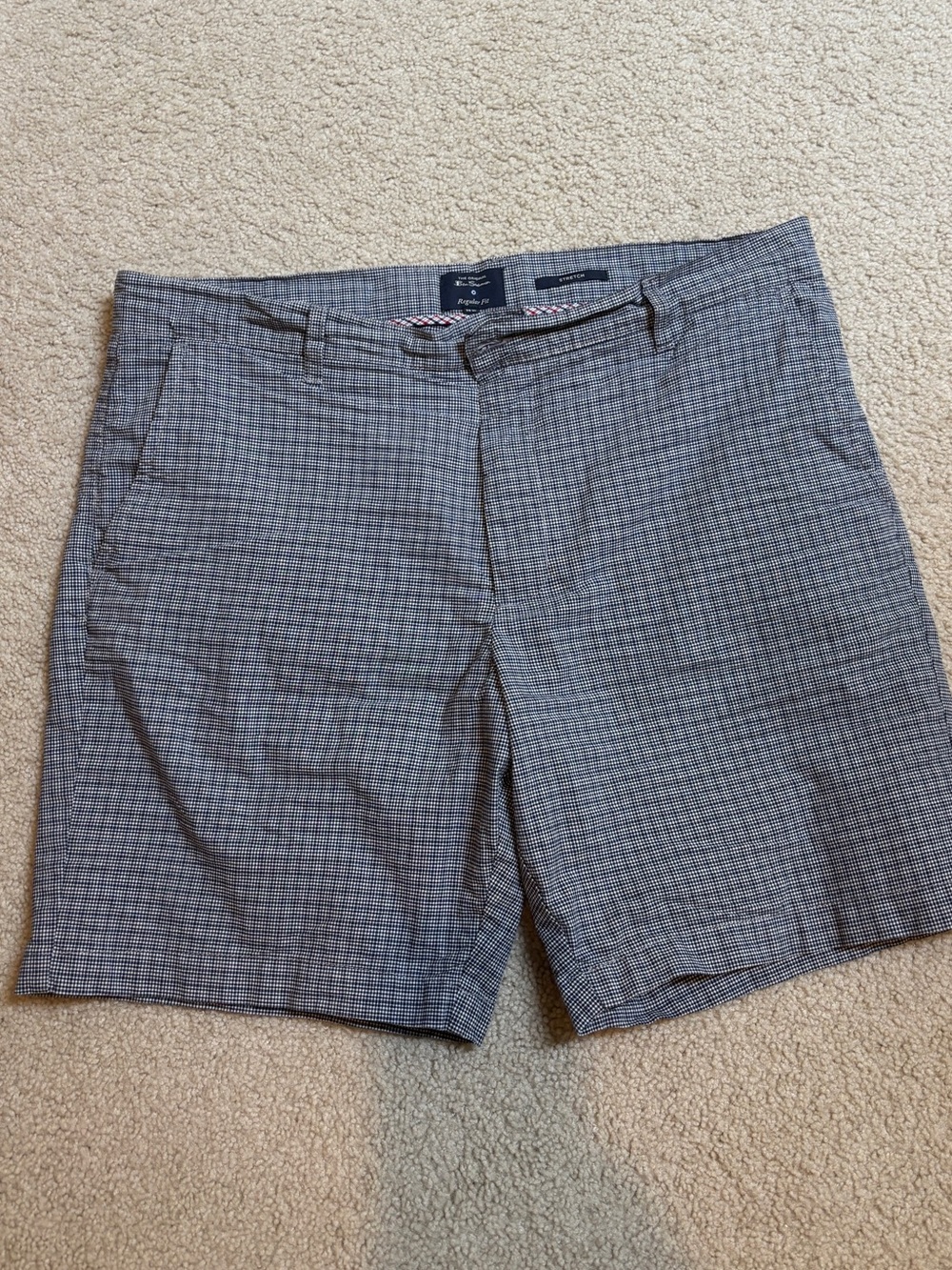 Ben Sherman Gray Micro-Check Flat Front Shorts